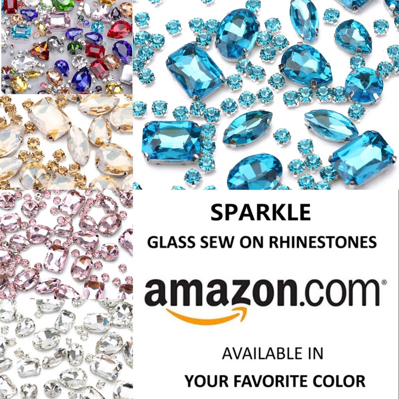 Choupee Blue Sew On Rhinestones, Choupee 130PCS Teal Sew On Rhinestone Metal Back Prong Setting Sewing Claw Rhinestone Mixed Shapes Sew On Glass Gems for Jewelry, Clothes, Costume, Shoes, Dress, Garments - Image 3